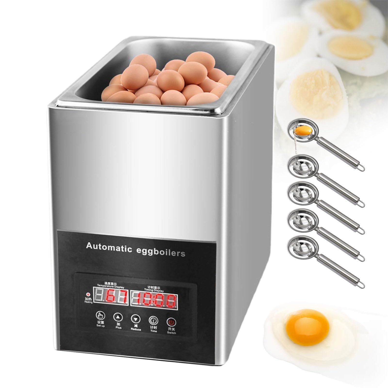 Máquina Eléctrica para Hervir Huevos, para Huevos Duros, Medianos O Blandos, Vaporera Profesional De Gran Capacidad De 9 L para Uso Comercial (con Filtro De Líquido para 5 Huevos)