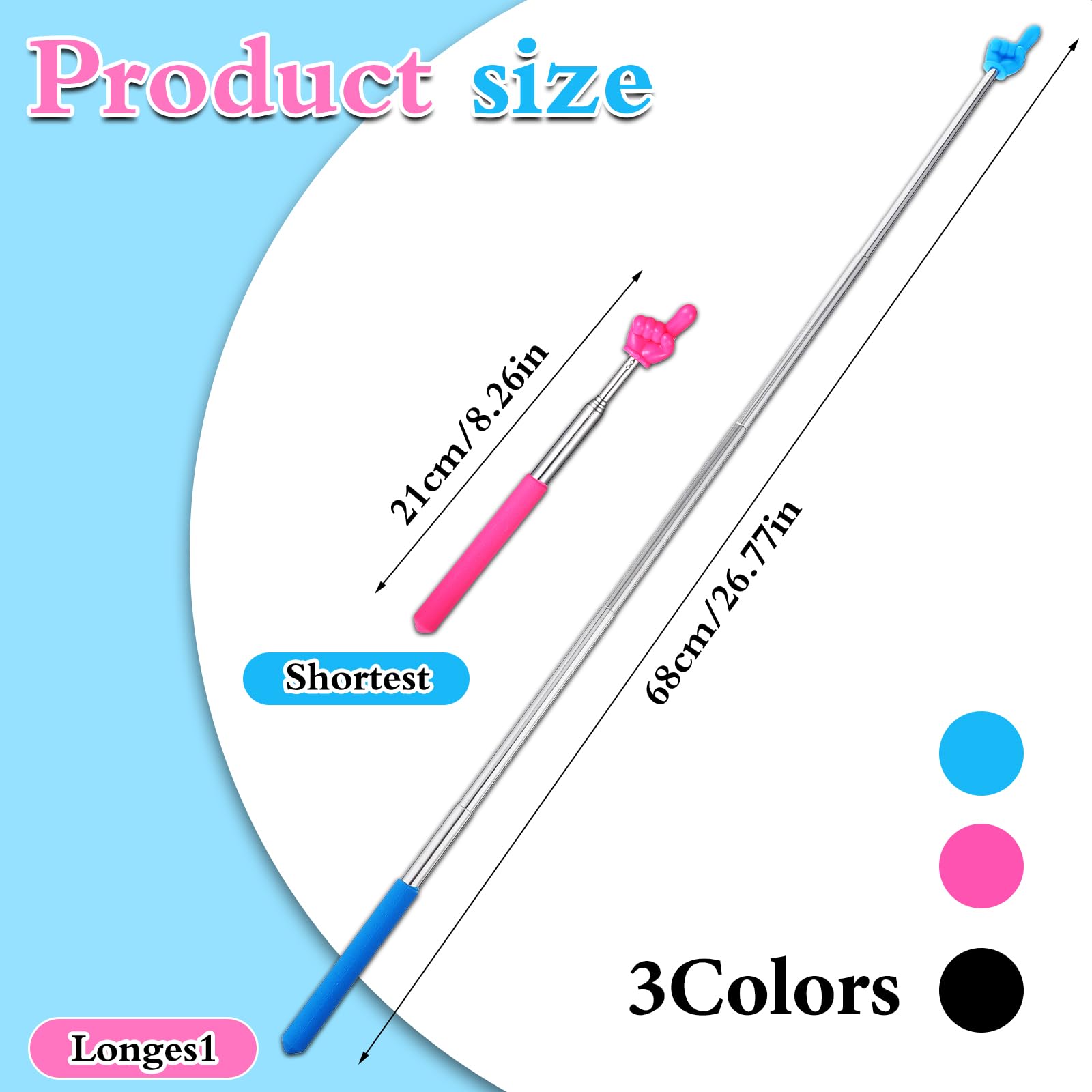 DIVINA VITAE 3 Pcs Telescopic Teachers Pointer Mini Retractable Teacher Pointer Stick Extendable Hand Pointer Finger Pointer Stick for Teacher Classroom Teacher Aids (Style C) - Image 2