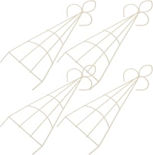 MAGICLULU 4pcs Mini Metal Plant Trellis for Potted Climbing Plants Beige 5.5x14cm for Small Vines