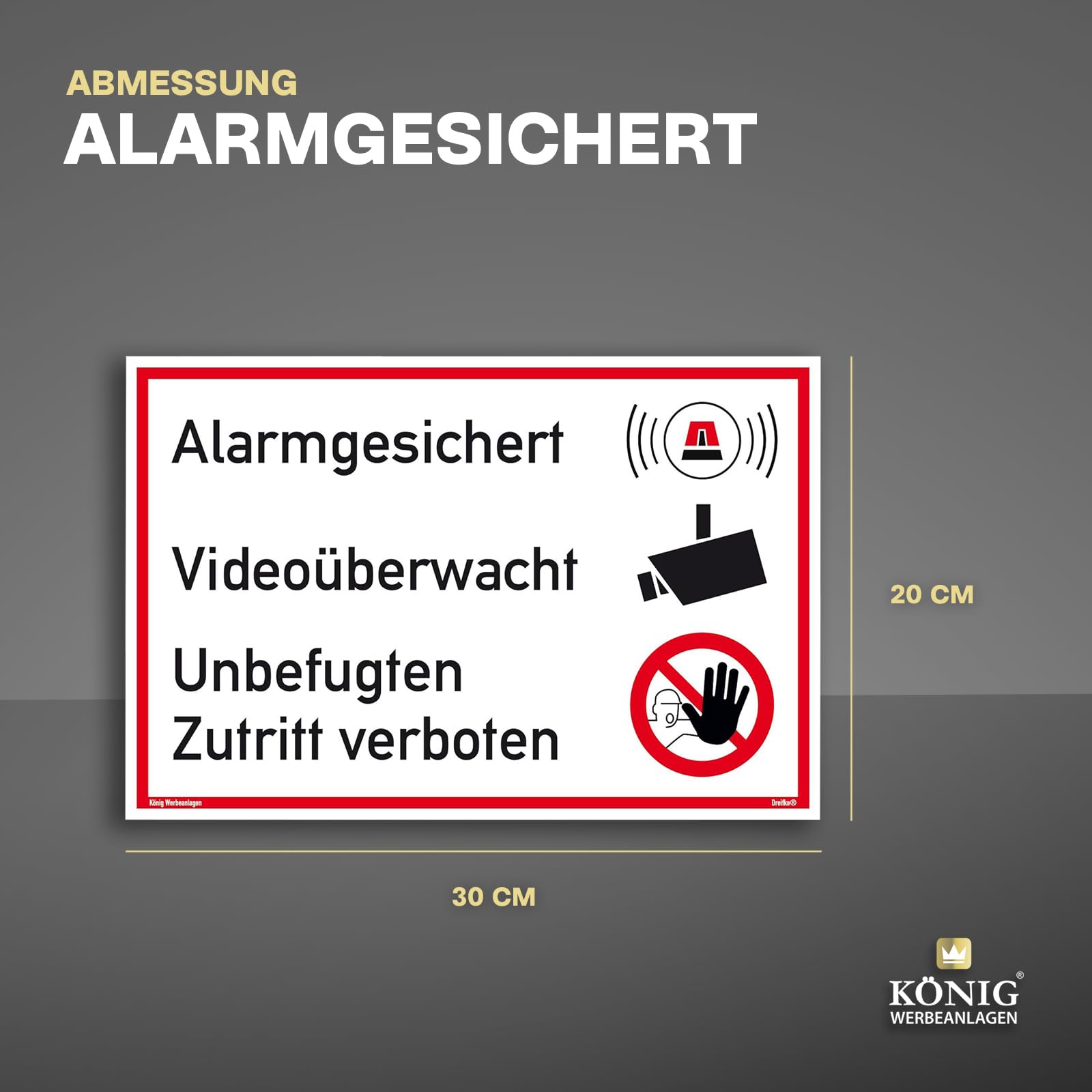 LEMAX Aufkleber „Alarmgesichert – Videoüberwacht“ – Selbstklebend, 200 X 150 Mm, Folie Für Innenbereich