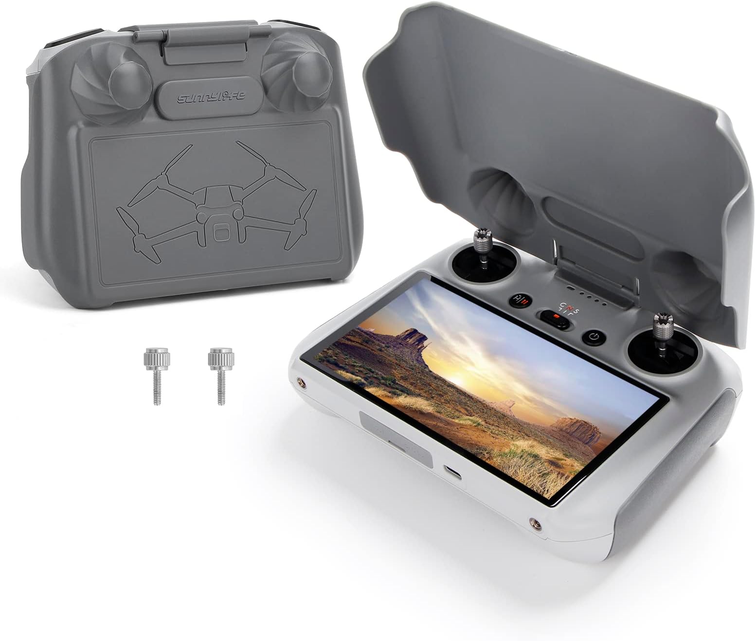 Mini 3 Sun Hood,2-Level Sun Shade Cover for DJI Mini 3/Mini 3 Pro/Mavic 3/3 Pro Classic/3 Cine/3 Pro Cine/3 Pro//Air 2S RC Remote Controller Full Screen Protection Accessories