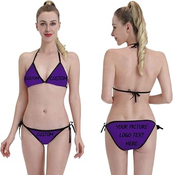 Custom Bikini Sets for Women Add Your Photo Logo Text Name Womens Swimsuit Sexy Two-Piece