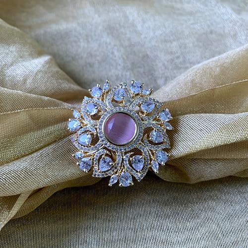 Image of I Jewels Rose Gold Plated Valentines Special Stylish Fashionable Design Floral CZ American Diamond Adjustable Finger Rings For Women & Girls (FL241)