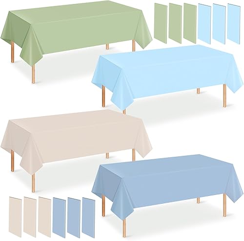 Miniatura 14 de Paquete de 12 manteles de plástico hawaianos para mesas rectangulares, cubierta de mesa desechable tropical rosa, verde, amarillo, mantel Rosa Rojo