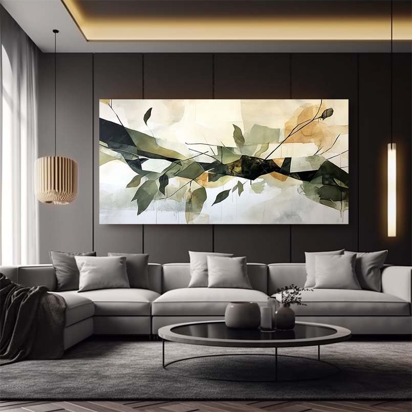 Tableau abstrait moderne AEFOUU 70x160 cm avec cadre intérieur pour salon