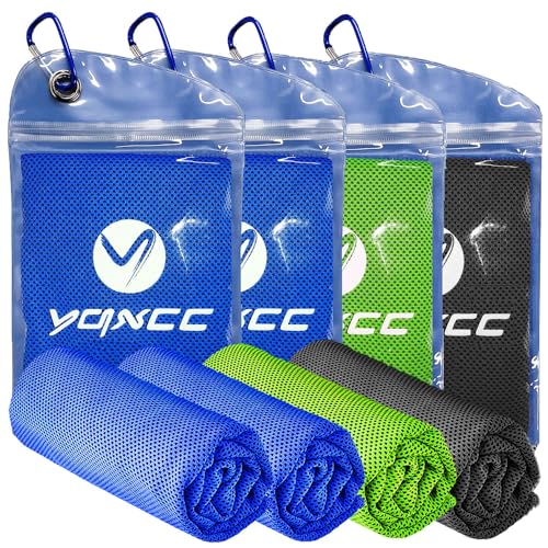Image of YQXCC 4 Pack Cooling Towels (47 inchx12 inch), Ice Cool Towels for Neck & Face | Soft Breathable Microfiber, Instant Cooling Neck Wraps, Ideal for Yoga, Golf, Gym, Running, Camping & Hot Weather