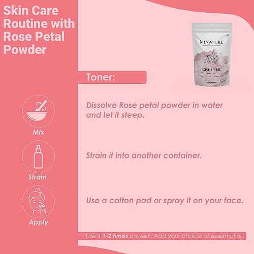 Miniatura 5 de Mi nature - Polvo de pétalos de rosa | 227 g (8 oz) (0.5 lb) | 100% natural y puro | Cuidado de la piel | Sin químicos | Sin colores añadidos, sin