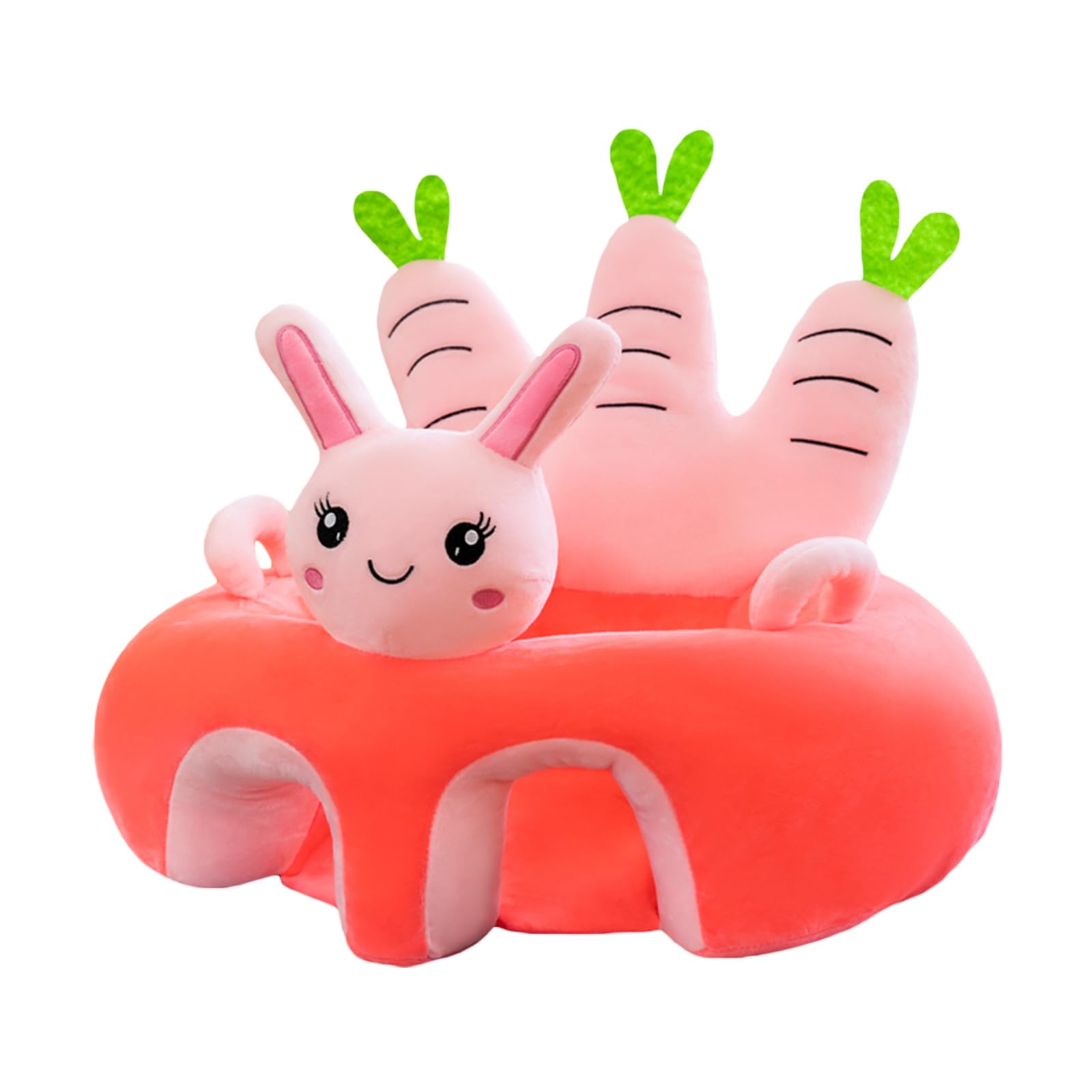 Baby Floor Seat Learn to Sit Lounger Cover Cute Plush Baby Learning Sitting Chair Cover for Infants Toddler (Carrot Bunny, 40cm*55cm*55cm)
