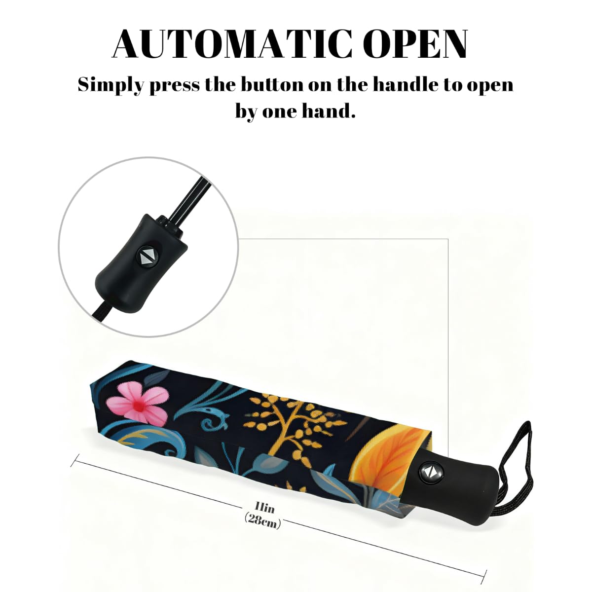 Ombrello pieghevole etnico colorato con motivo floreale ombrello da viaggio compatto antivento impermeabile con protezione UV rivestimento nero leggero 8 coste portatile per pioggia sole