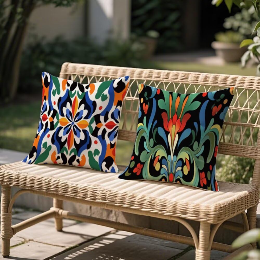 Housse de coussin extérieur imperméable 40x40 cm lot de 2 en lin q124