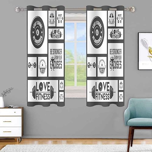 Miniatura 1 de CLXTMN246 - Cortina de fitness de 42 x 63 pulgadas, decoración del hogar, bolsas de arena de gimnasio con citas inspiradoras, patrón impreso,