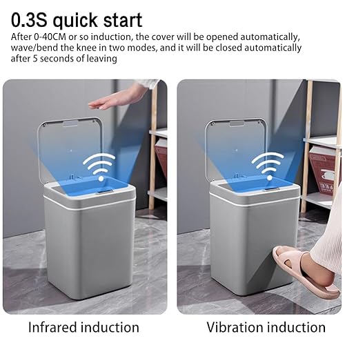 Miniatura 5 de Cubo de basura inteligente de inducción de 12 litros con sensor inteligente con manual de usuario (idioma español no garantizado), cubo de basura