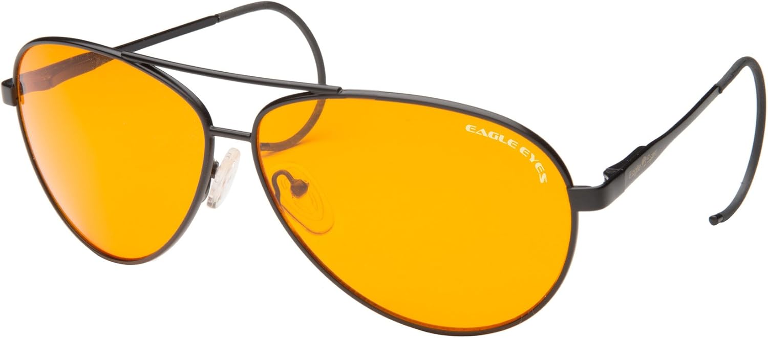 Eagle Eyes Marksman Aviator Sunglasses - Avian Orange-Glow Non-Polarized Anti-Glare Shooting Glasses