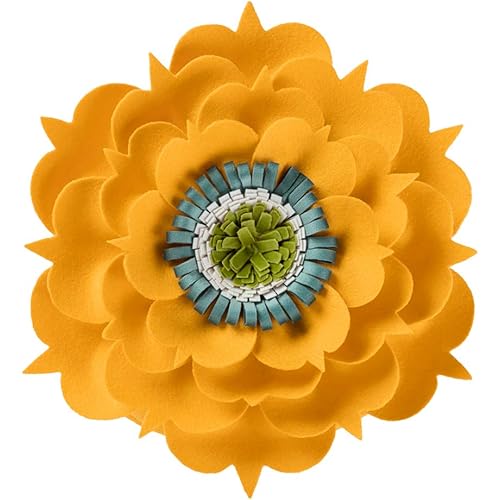 OiseauVoler 3D Flower Decorative Throw Pillow Accent Handmade Round Pillow Cushion with Insert for Home Couch Bedroom Decor 13 x 13 Inch Yellow