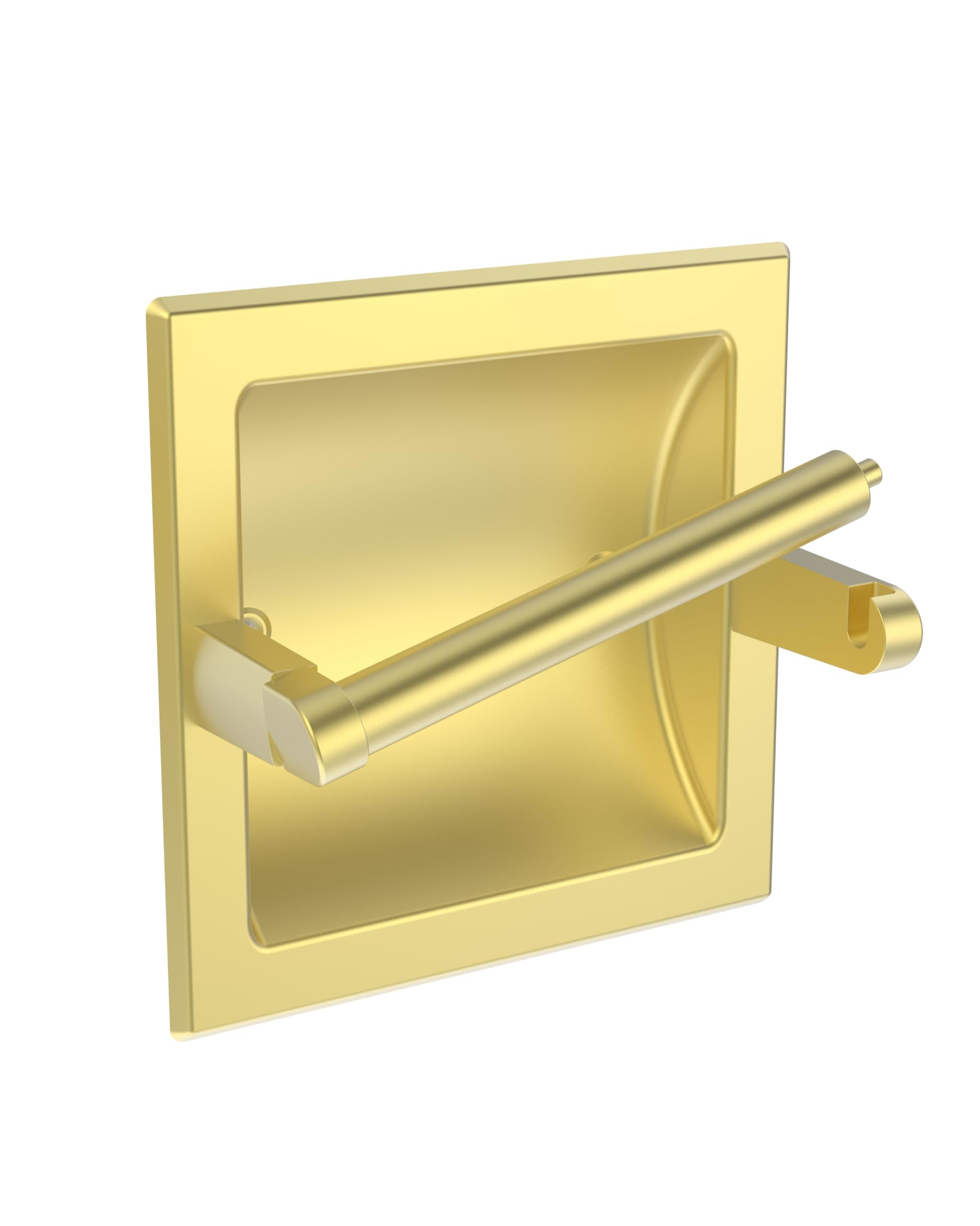 Brushed Gold Recessed Toilet Paper Holder,Pivoting Toilet Tissue Holder,Made of SUS304 Stainless Steel, in Wall Toilet Paper Holder with Bracket