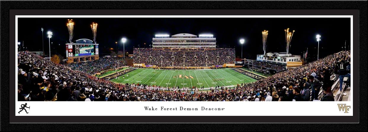 Wake Forest Football - 44x18-inch Double Mat, Deluxe Framed Picture by Blakeway Panoramas