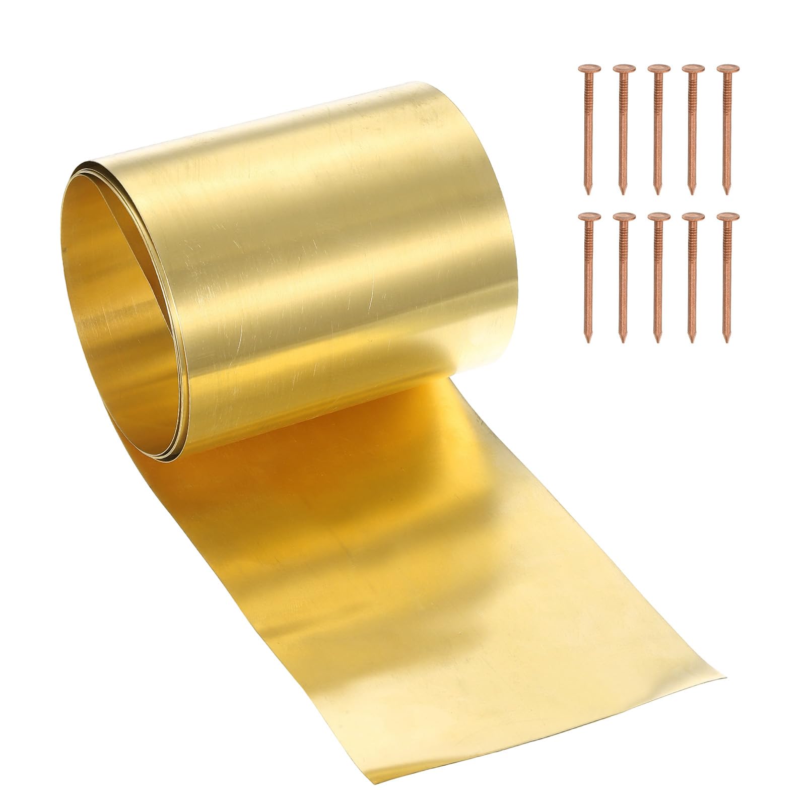 Brass Sheet Roll Metal Film Brass Foil Plate, 0.4 x 150 x 1000mm 28 Gauge(0.4mm) Thickness Fit for DIY Crafts Electrical Repair - Cylinder(1 Pack, Brassy)