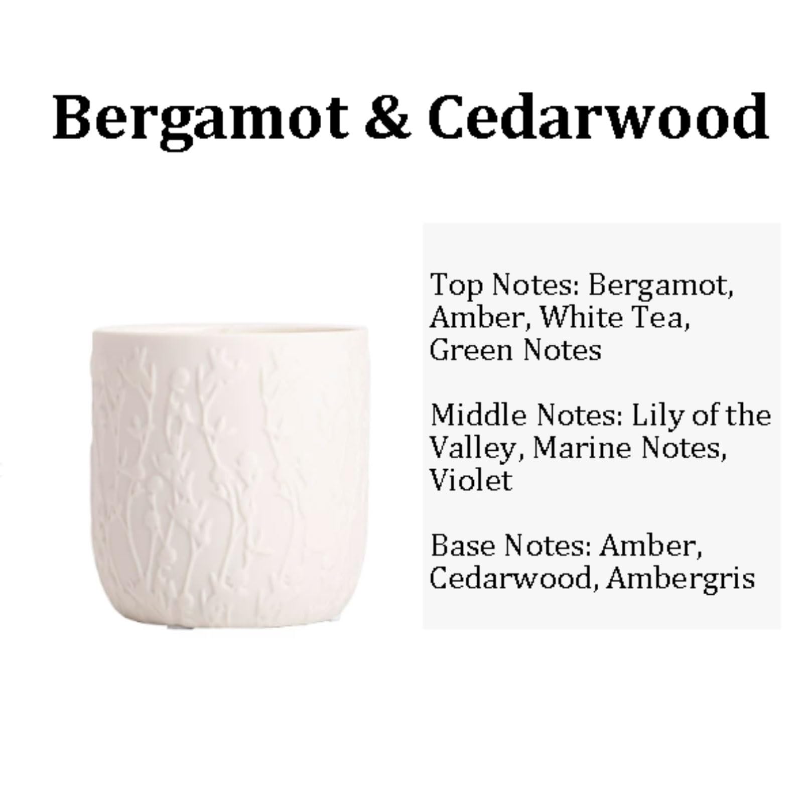 Velas de cerámica, velas en tarro blancas, velas perfumadas reutilizables, combustión limpia, larga duración for vacaciones en casa, relajación y Spa(Bergamot Cedarwood)