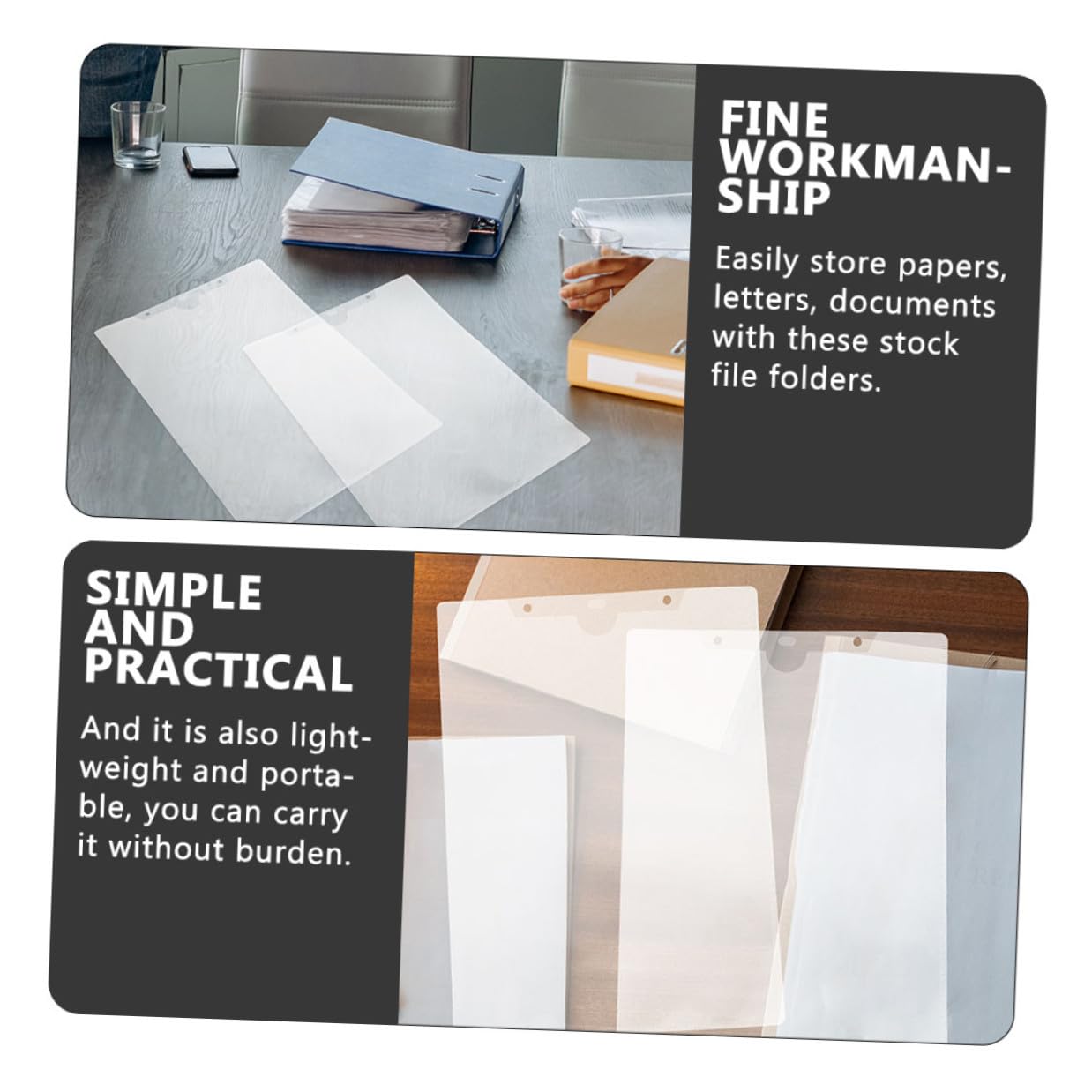 Pochette Plastique Transparente pour Dossiers, Lot de 24 Pièces en Pp, Protection de Documents et Classement, pour Bureau et Usage Scolaire