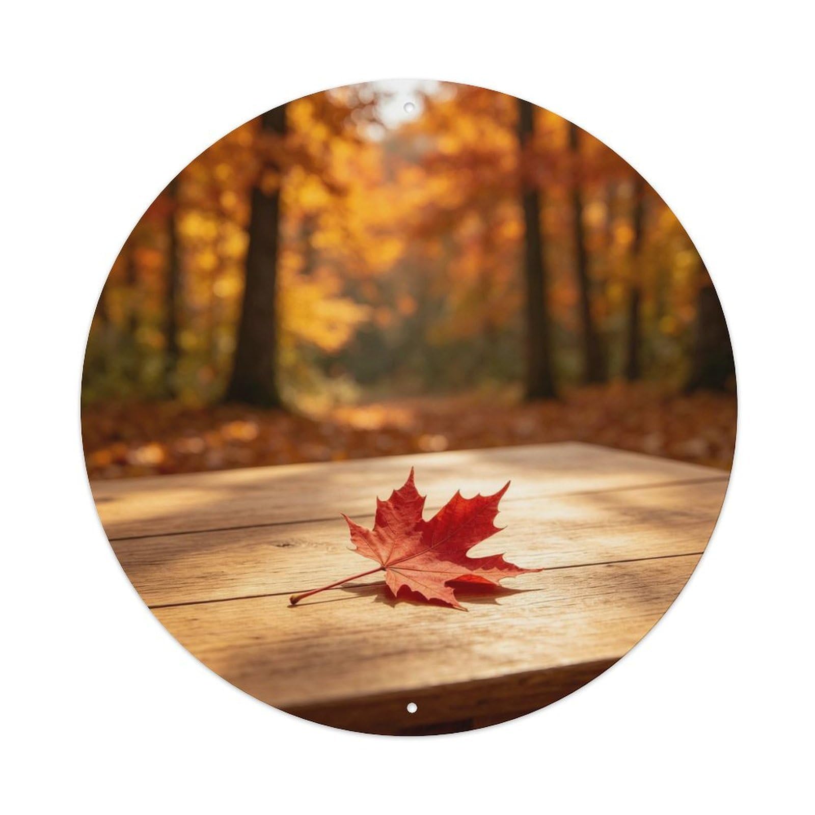 Red Maple Leaf Autumn Metal Tin Sign Plaque