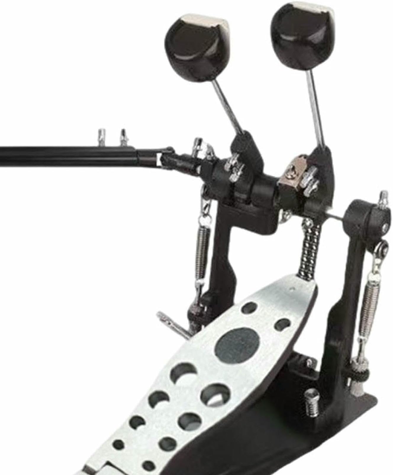 Doppio pedale per grancassa, molla e pedana completamente regolabili, piastra di base in gomma antiscivolo, compatibile con kit acustici ed elettronici