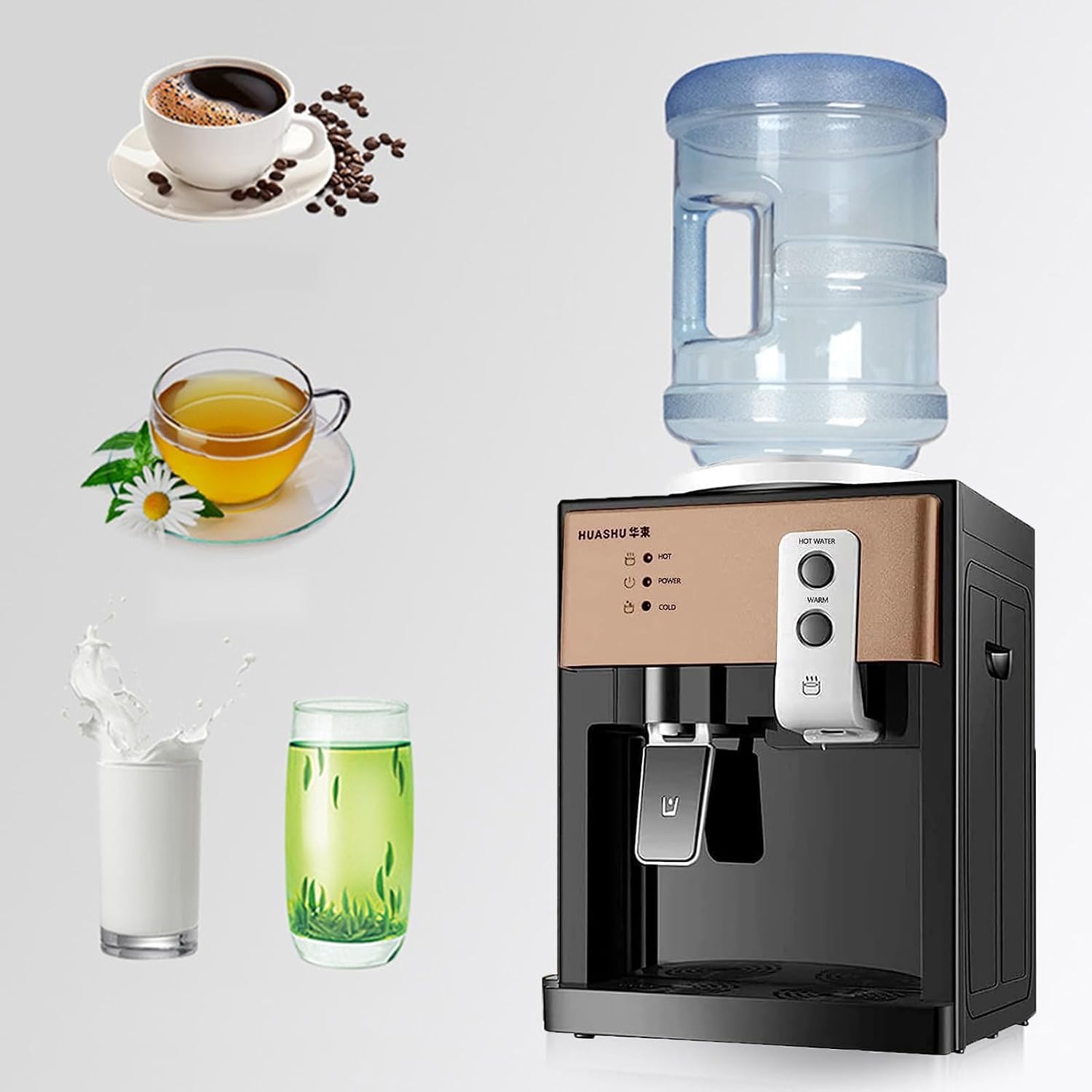Electric Water Cooler Dispenser, 5 Gal Top Loading Countertop Water Cooler Dispenser, Mini Hot & Cold Water Cooler Dispenser, Mini Desktop Drinking Machine, Freestanding Water Machine