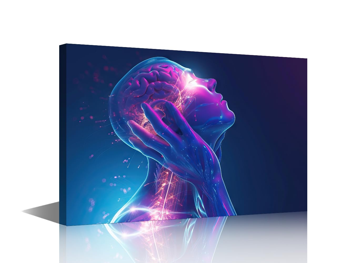 TISHIRON Neck Pain Poster Neck Strain or Soreness Wall Art Person Rubbing Neck Pictures Canvas Prints for Hospital Wall Decoration Wall Decor Framed Ready to Hang 16" Wx 24" H