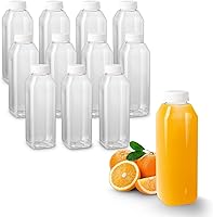 Vista 10 de 8 Oz. Empty Clear PET botellas plásticas de jugo con tapa por MT Products - Set de 12 botellas y 12 tapas