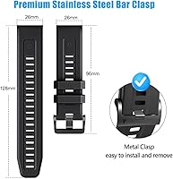 Vista 4 de ZPJPPLX 26mm Compatible with Garmin Fenix 8 AMOLED 51mm/8Pro/7X Pro/6X Pro/7X/6X/5X Plus/5X bands,Silicone watch band for Descent Mk2i MK3i