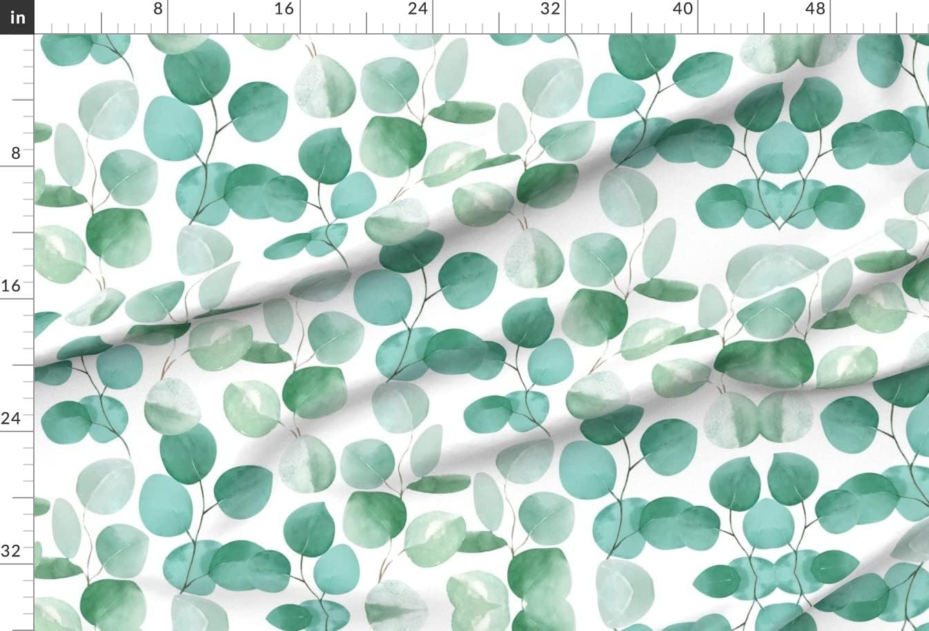 Spoonflower Fabric - Watercolor Eucalyptus Leaves Pattern Green Nature Light Leaf Plant Printed on Minky Fabric by The Yard - Sewing Baby Blankets Quilt Backing Plush
