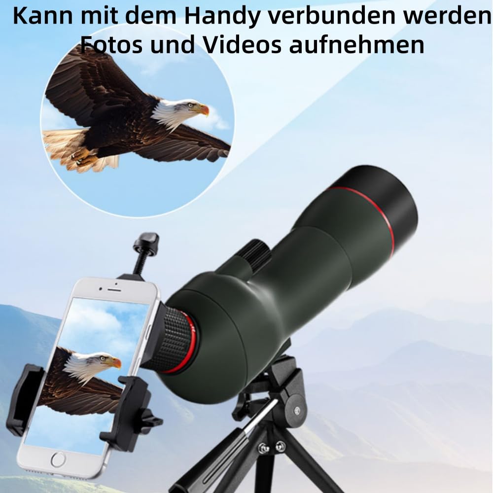 Norwiss Spektiv 25-75x70 mm Zoomobjektiv mit Stativ, Handy-Adapter & Tragetasche für Vogelbeobachtung