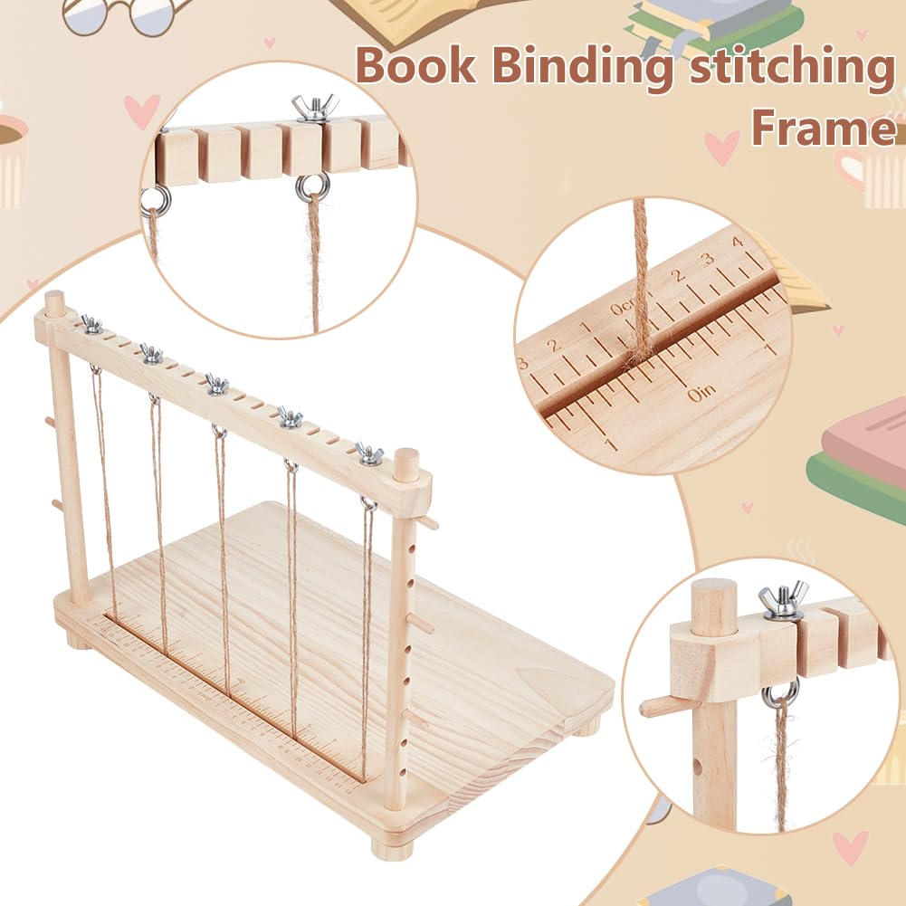 BENECREAT Set di Telai per Cucito e Rilegatura In Legno, Telaio per Rilegatura Libri, Forniture per Rilegatura A Mano di Libri Fatti A Mano, Fai Da Te, 40x25x32cm