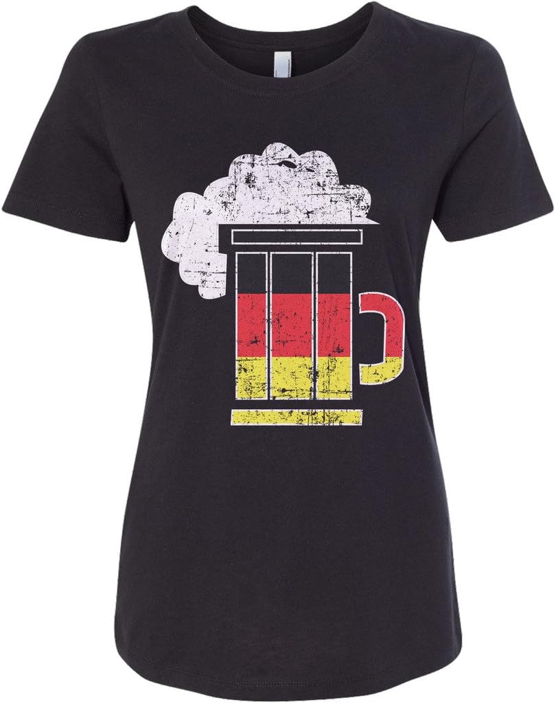 Threadrock Women's Germany Flag German Beer Mug T-Shirt