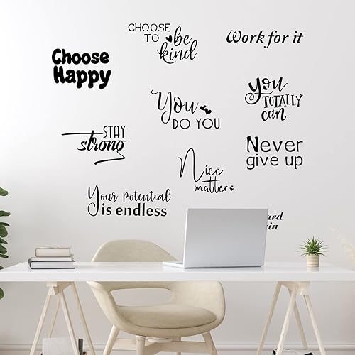 Miniatura 6 de 10 calcomanías inspiradoras de pared para despegar y pegar, citas positivas, decoración de pared, extraíble, impermeable, calcomanías motivacionales