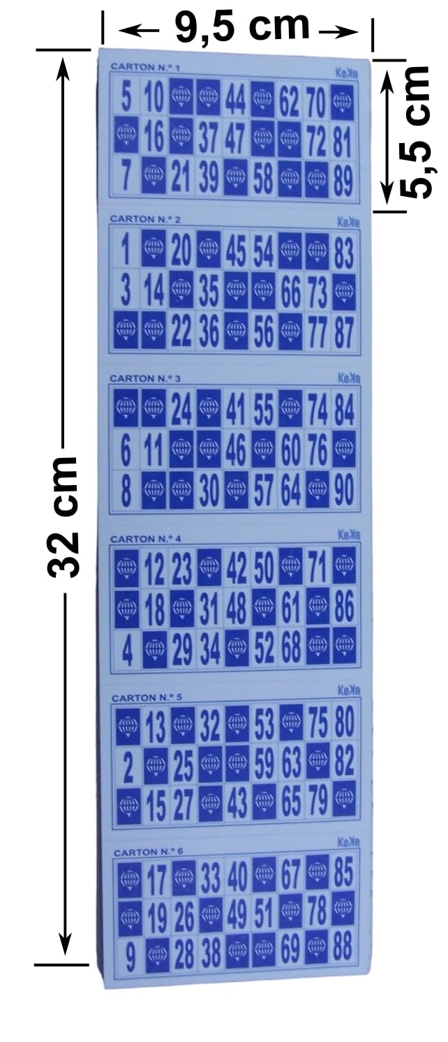 KEKA 600 Cards for Traditional Bingo 90 Balls (Blue), 32 cm x 9.5 cm x 2.2 cm - Image 4