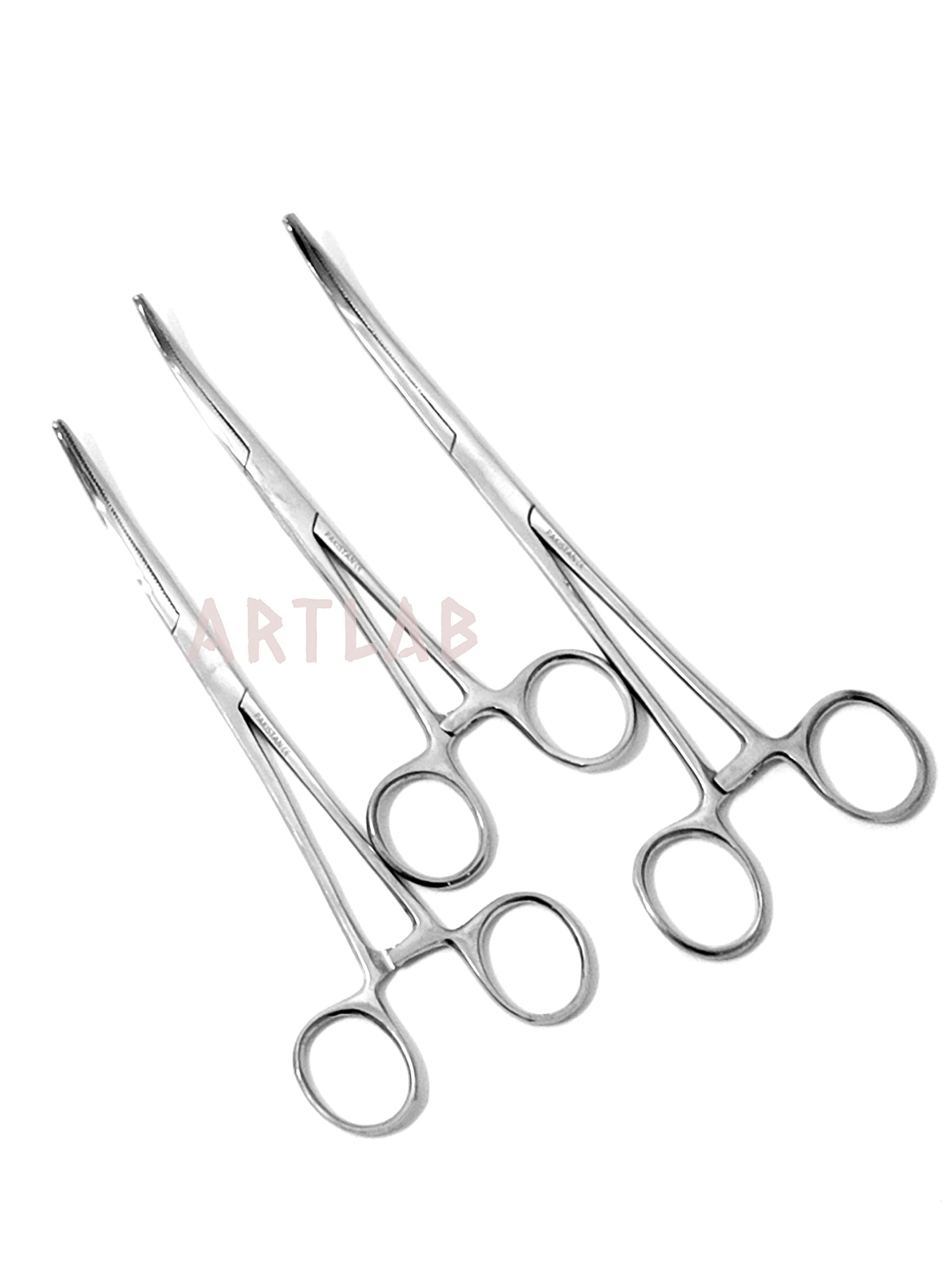 ArtLab-Ultimate Hemostat Forceps Set of 6-Straight & Curved Hemostat Forceps Locking Clamps Stainless Steel Full Serrated Jaws-Ideal for Nurses,Firefighters,Fishing (Set of 3-6