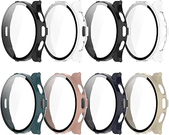 8 Pack Case for Garmin Venu 3S 41MM Screen Protector, Hard PC Bumper Overall Protective Tempered Glass Cover Accessories for Garmin Venu3S