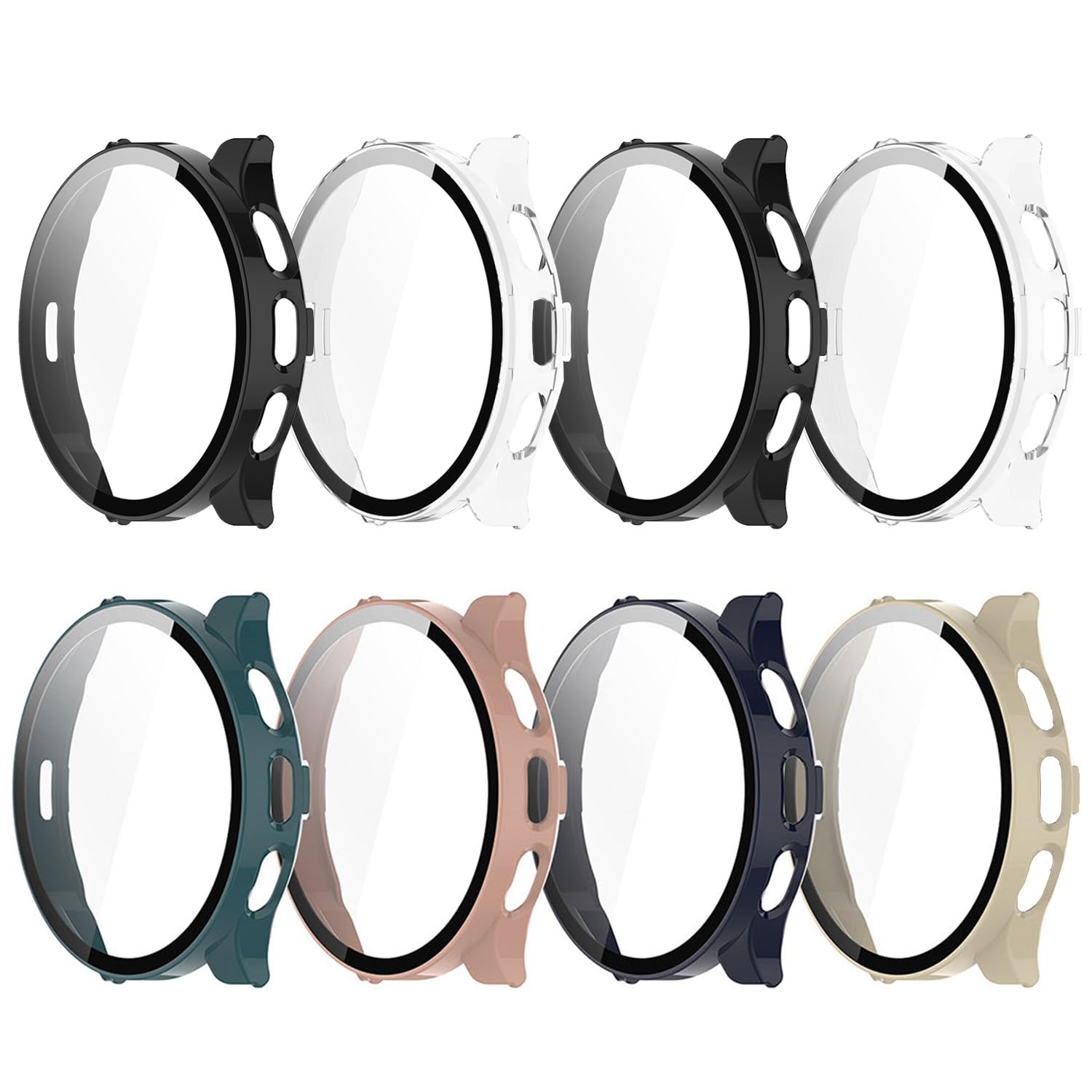 Photo 1 of HXFRTYU 8 Pack Case for Garmin Venu 3S 41MM Screen Protector, Hard PC Bumper Overall Protective Tempered Glass Cover Accessories for Garmin Venu3S