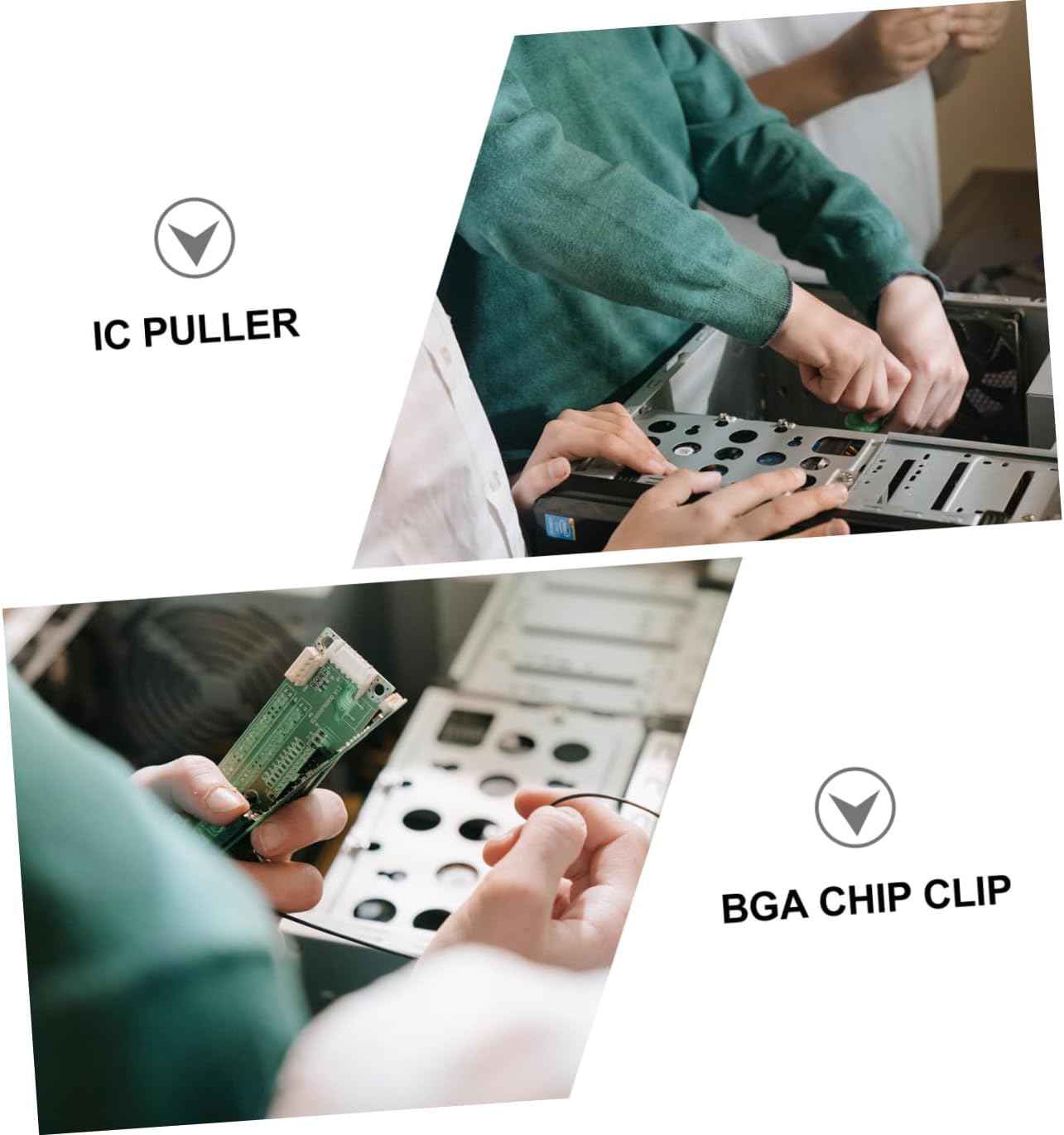 2 Pcs Precision Ic Chip Grabber and Electronic Component Catcher Tool Set for Electronics Repair, Clamping Clip Design with Anti-static Material, Suitable for Pcb Component