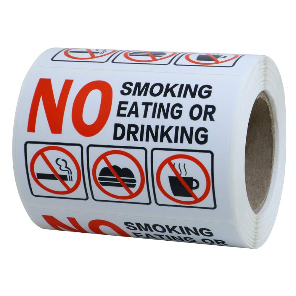 HYBSK3x2 Inch No Smoking Eating Or Drinking with Symbols OSHA Vinyl Label Decal Sticker