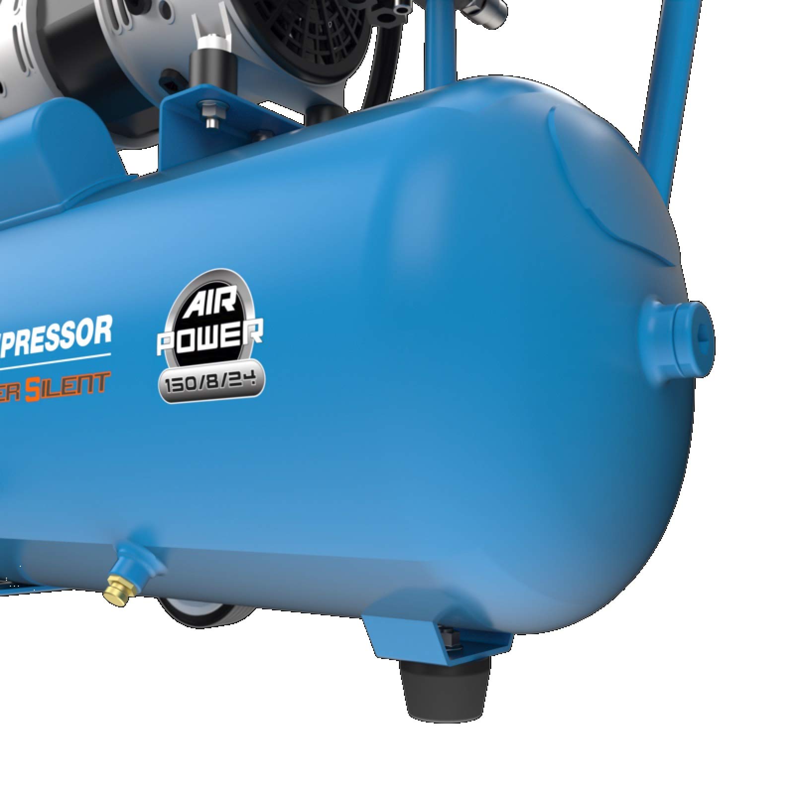 Güde Compressore Airpower 150/8/24 Silent (senza olio, silenzioso, max. 8 bar, 1100 W, caldaia da 24 l, eff. quantità di consegna 130 l/min, riduttore di pressione, 2 manometro, valvola di sicurezza e