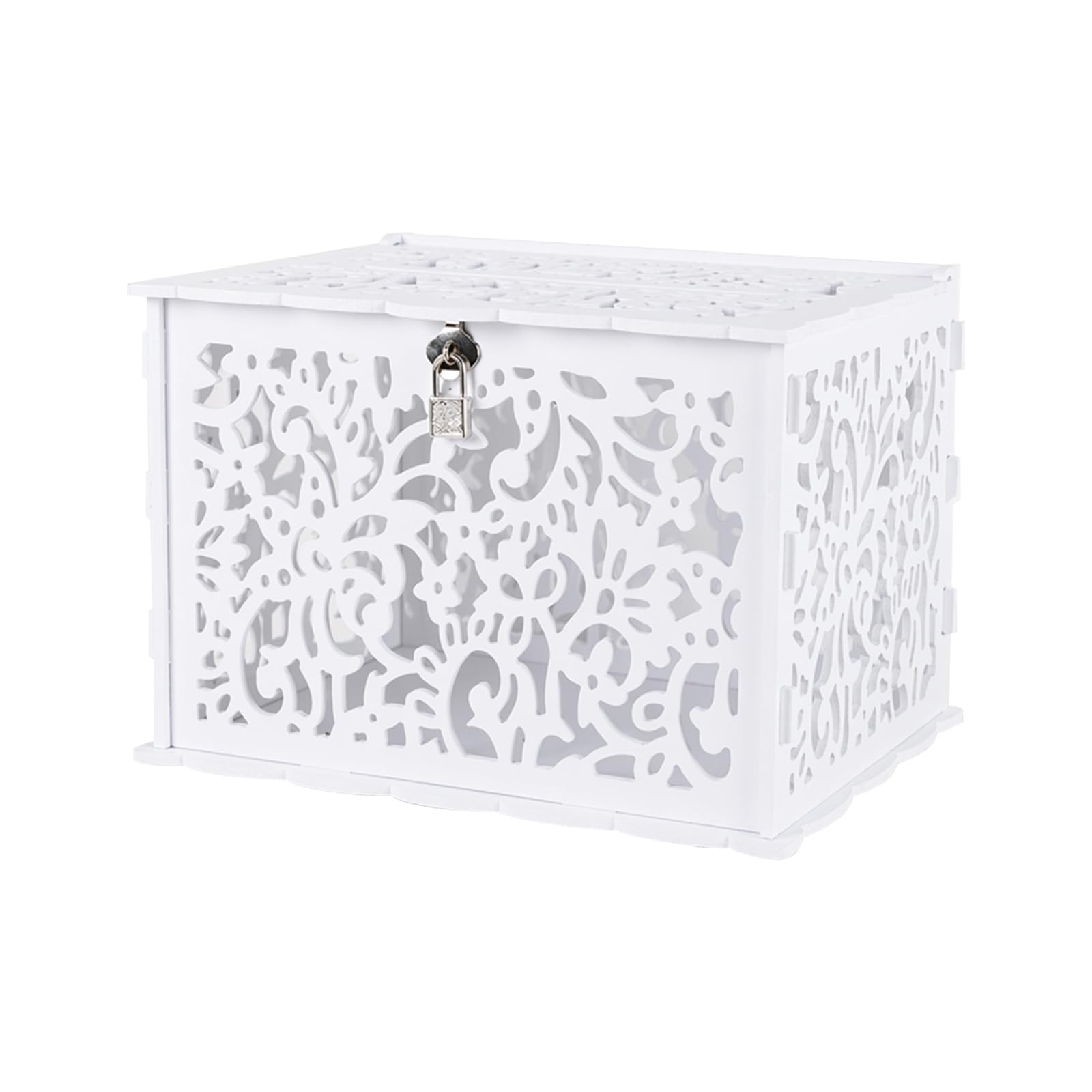 FARYODI Scatola per biglietti di nozze con fessura in PVC, grande scatola per regali di denaro e carte, elegante scatola regalo con lucchetto per feste, laurea, compleanno, ringraziamento