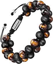 murtoo Natural Stone Bracelet for Men, Adjustable Bead Bracelet with Essential Oil Yoga as Diffuser Bracelet for Men