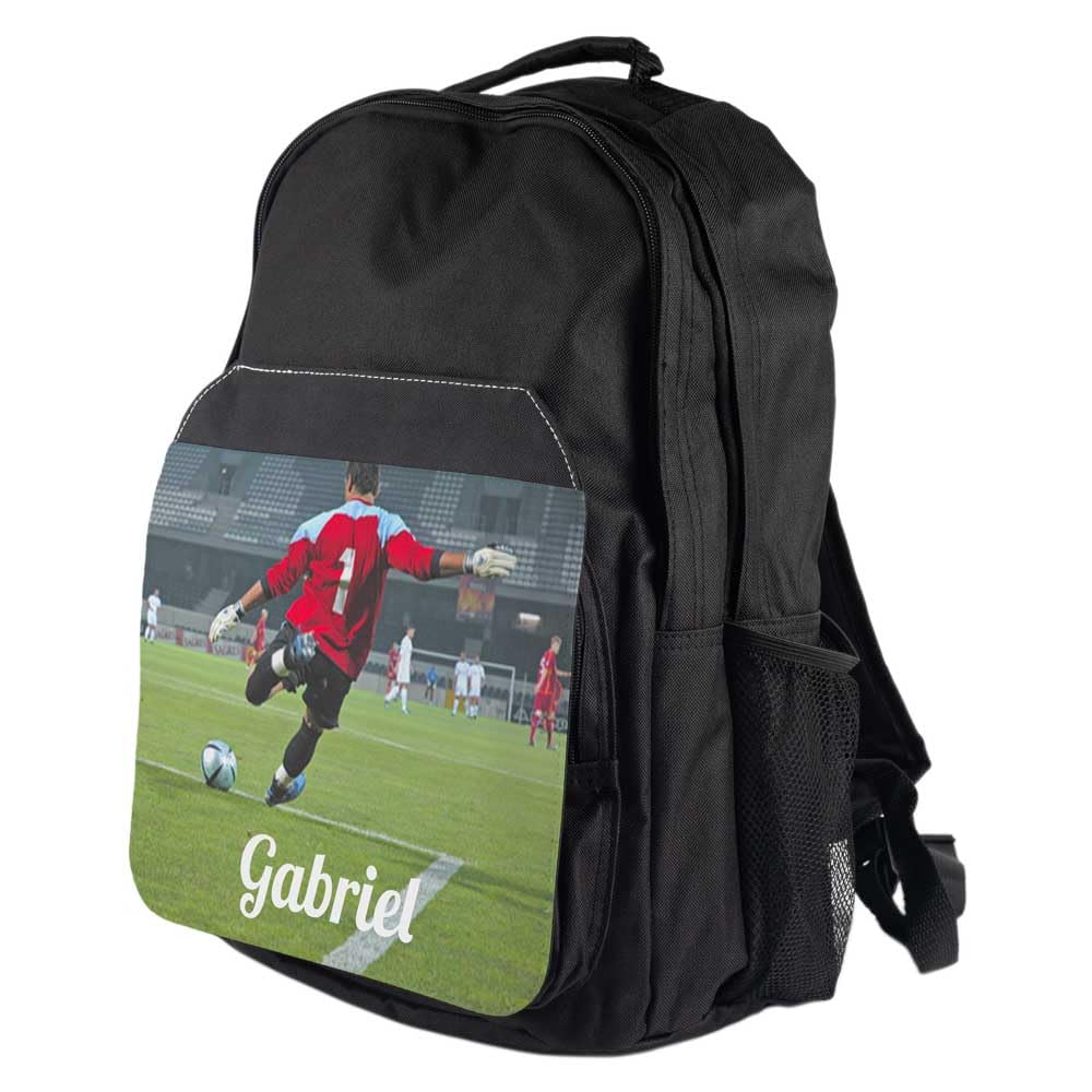Ocadeau Mochila negra personalizada con foto - Solapa delantera impresa en esta mochila infantil textil negra - Mochila escolar infantil con personalización de foto