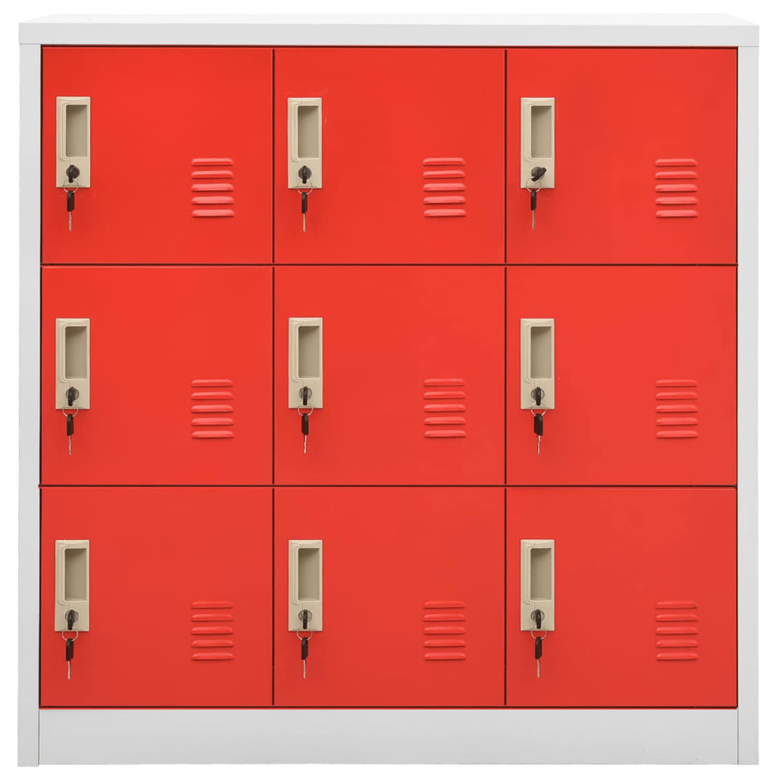 Armadio Armadietto 5 pz in acciaio armadio raccoglitore armadi con chiave multiuso per lo stoccaggio in scuole e uffici per scarpe, borse, libri, archivi grigio chiaro e rosso 90 x 45 x 92,5 cm