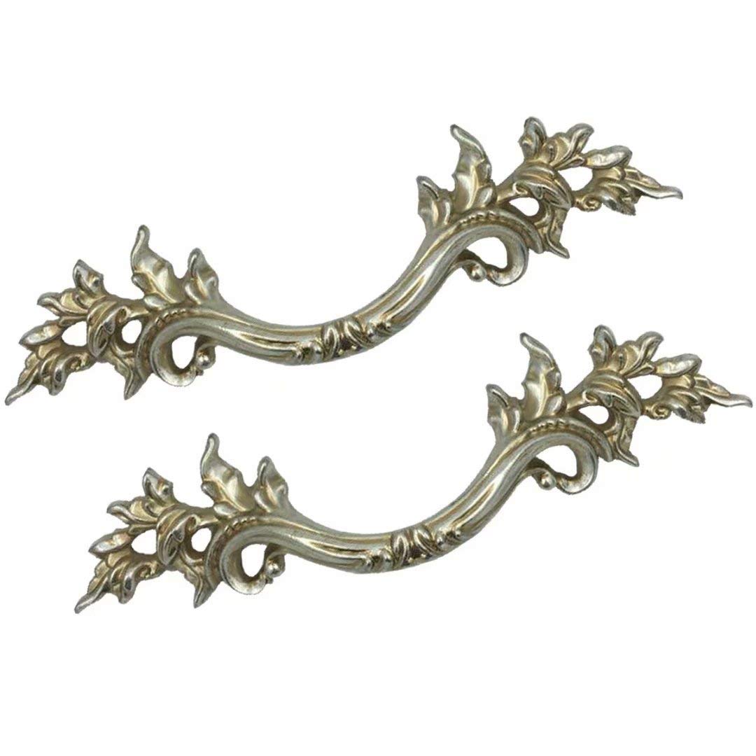 Wushadehans Retro Silver Antique Brass Cabinet Drawer Handles 2 Pcs, Zinc Alloy Door Knobs Cabinet Hardware Pulls, Hole Distance 76 Mm(Retro Silver)