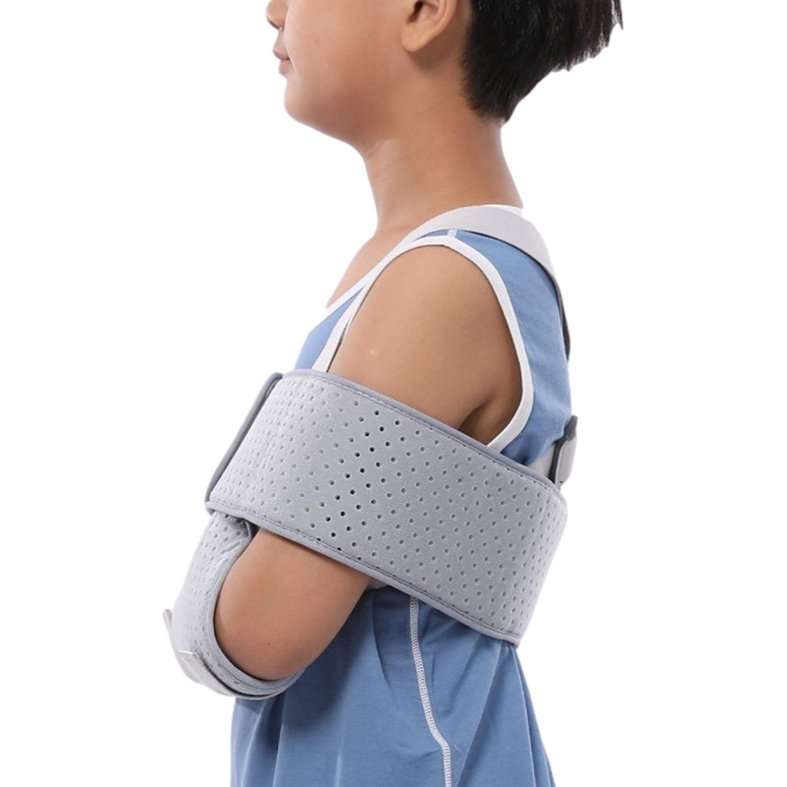 Cabestrillo para niños, material transpirable, máxima comodidad, manguito rotador totalmente ajustable, soporte de codo para hombro roto y espacio de almacenamiento para estabilizar el brazo
