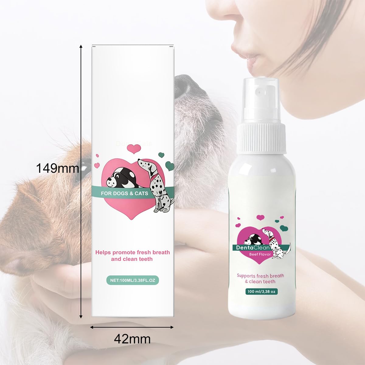 Spray Dentaire Chien, 2026 Nouveau Spray Dentaclean pour Chiens et Chats,Sans Rinçage ni Brossage | Élimine Mauvaise Haleine | Remplace brosse a dent chien | Anti Tartre et Mauvise Haleine,2PC
