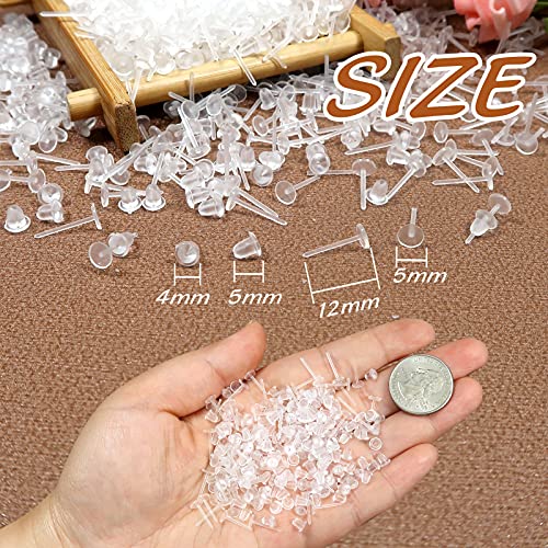 Toaob 100 Pairs 5Mm Invisible Earring Blank Pins Studs Tiny Head Findings Plastic Earring Posts With Clear Silicone Backs For Jewelry Making Findings Diy Supplies #TOP1