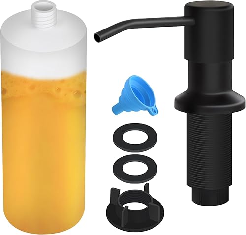 Dispensador de jabón para fregadero de cocina, dispensador de jabón integrado con botella de 17 onzas, recambio del dispensador de jabón para